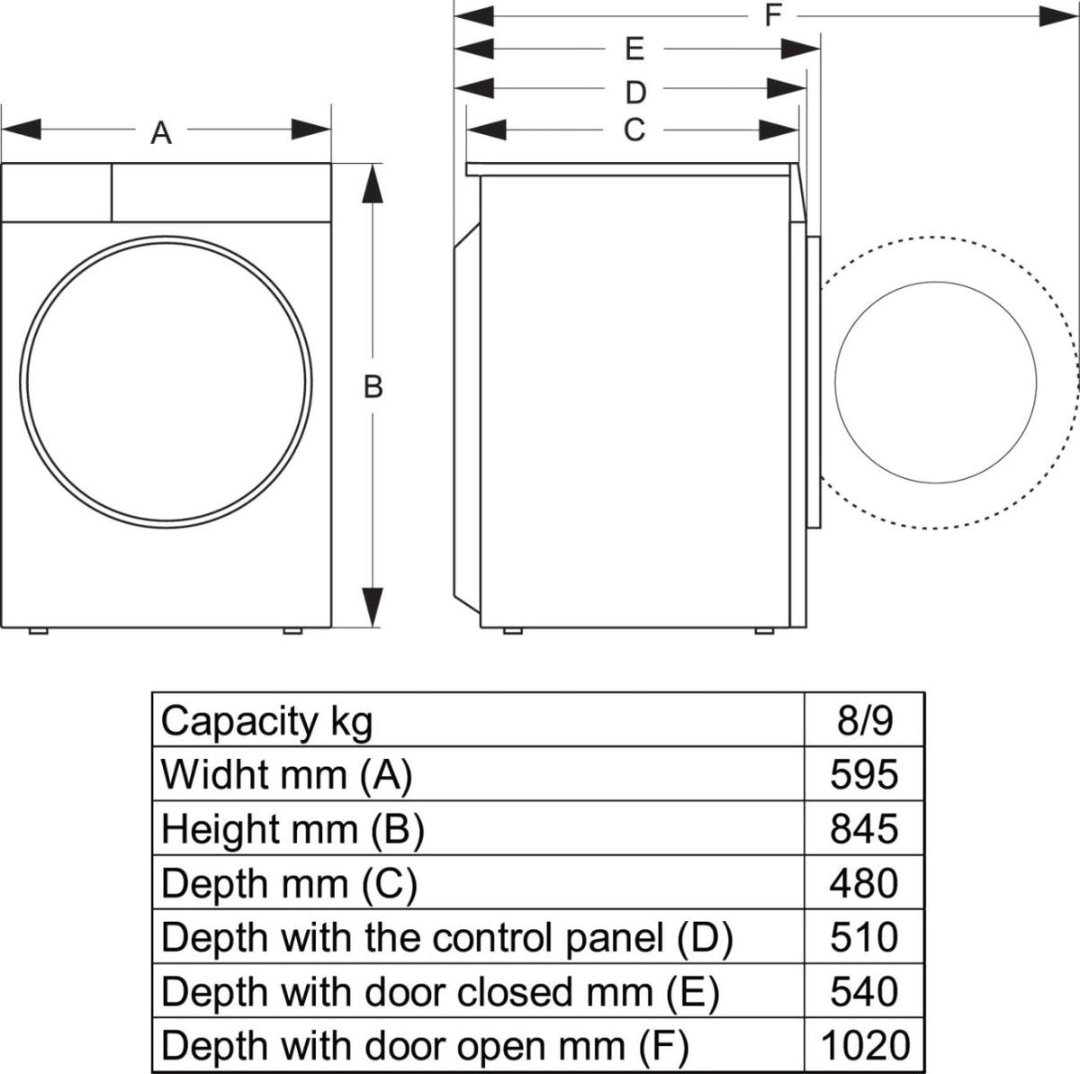 Hisense 3S Series WF3S8043BB3 Washing Machine 8kg 1400rpm Black
