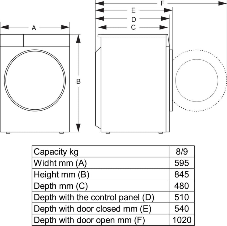 Hisense 3S Series WF3S8043BB3 Washing Machine 8kg 1400rpm Black