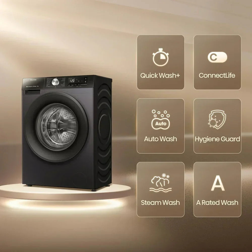 Hisense 3S Series WF3S8043BB3 Washing Machine 8kg 1400rpm Black