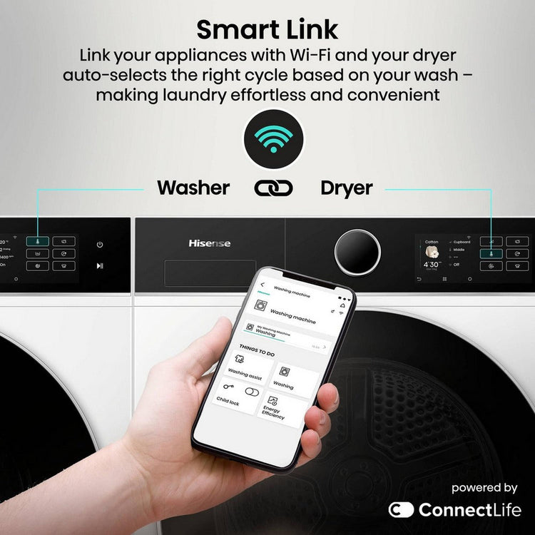 Hisense WF5I9043BWFS 5i Series Washing Machine 9kg 1400rpm White