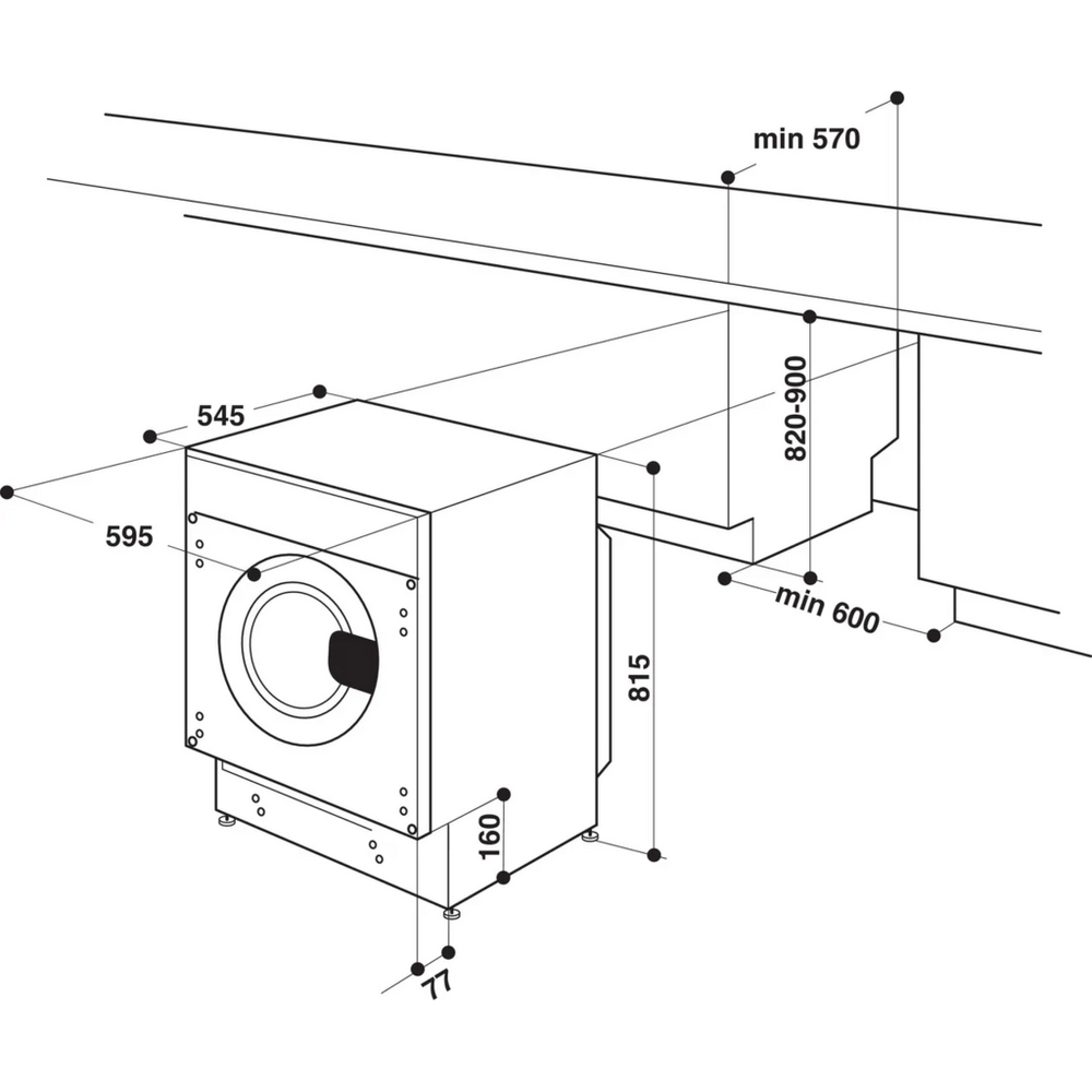 Indesit BIWDIL75148 Integrated Washer Dryer 7kg/5kg 1400rpm White