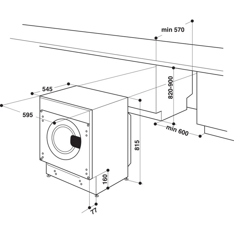 Indesit BIWDIL75148 Integrated Washer Dryer 7kg/5kg 1400rpm White