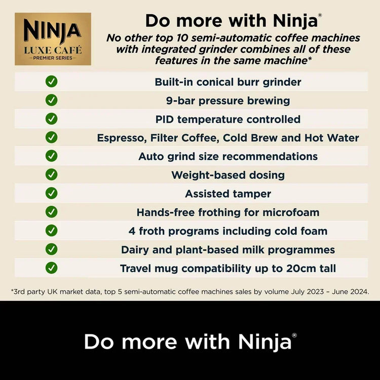 Ninja Luxe Cafe Premier ES601UKBK Espresso Coffee Machine 2L 14 Bar Black