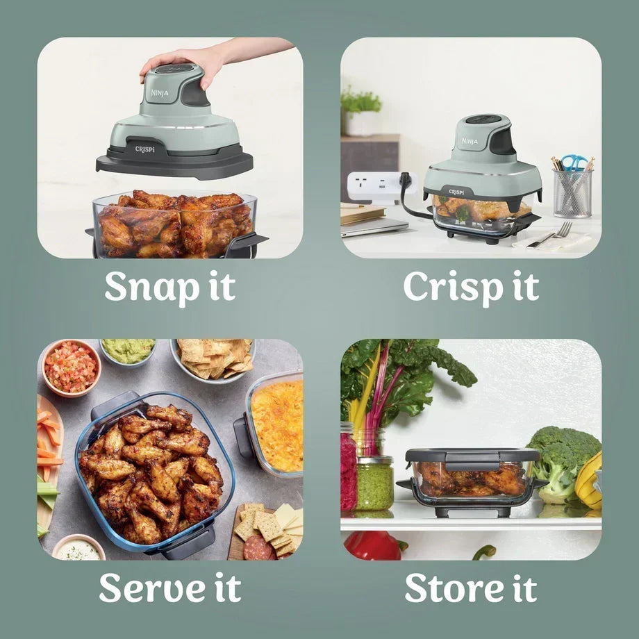 Ninja CRISPi FN101UKSG 4-in-1 Portable Glass Air Fryer 1700W Sage