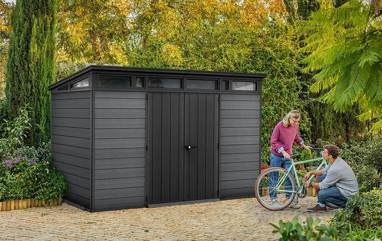 11x 7 Cortina Heavy Duty Plastic Pent Shed – Dark Grey