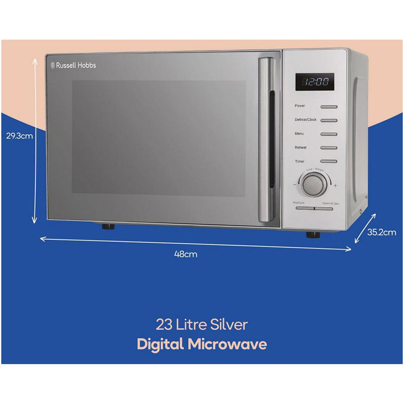 Russell Hobbs RHM2348S Solo Microwave Oven 23L 900W Silver