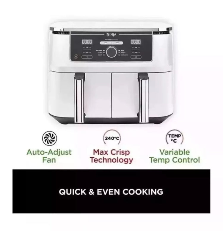 Ninja Foodi Air Fryer MAX Dual Zone, White -[AF400UK] 9.5L Brand New