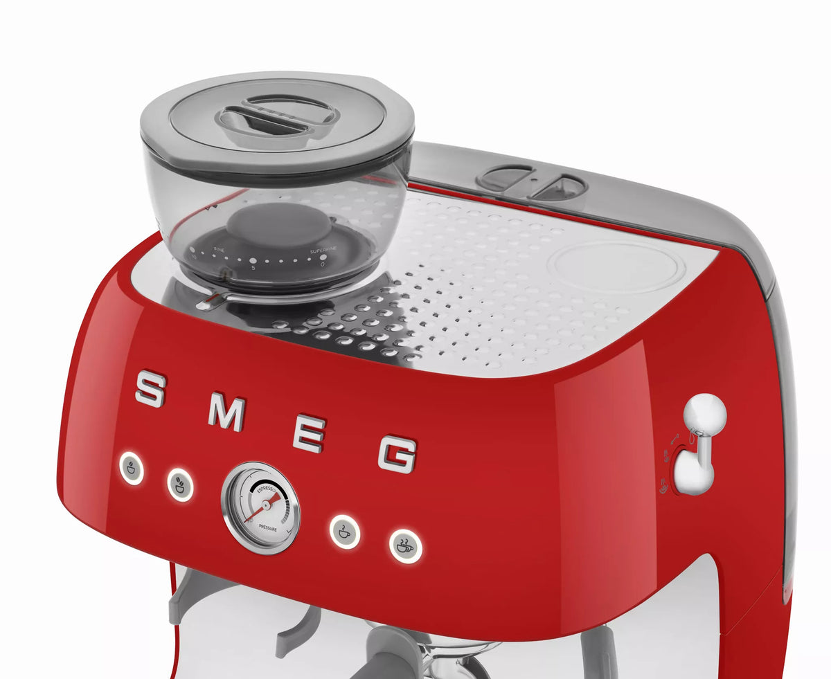 Smeg EGF03RDUK Retro Espresso Coffee Machine with Grinder Red