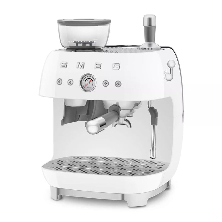 Smeg EGF03WHUK Retro Espresso Coffee Machine with Grinder White