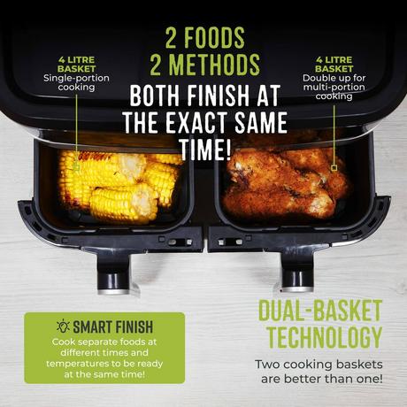 Tower Vortx Vizion T17151 Dual Basket Air Fryer 8L Black