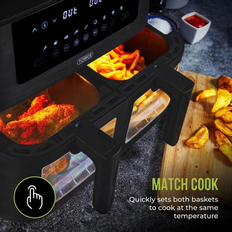 Tower Vortx Vizion T17151 Dual Basket Air Fryer 8L Black